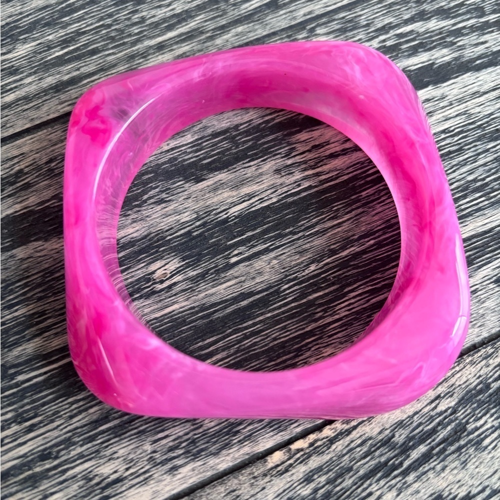 Pink Square Bangle Bracelet
